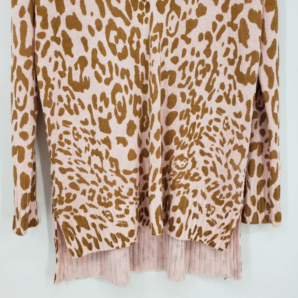Show Me Your Mumu Leopard Print Cliffside Sweater S Relaxed Fit Tunic Pink Brown